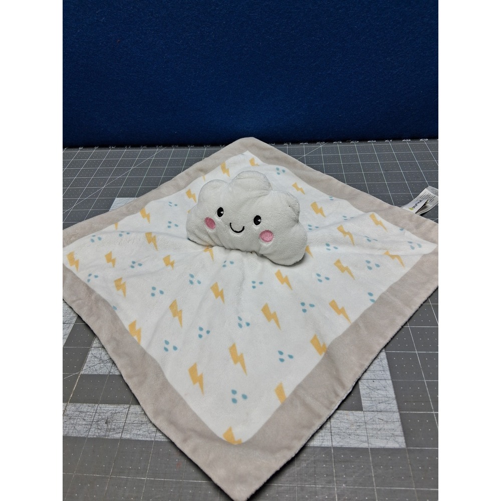 Pearhead Cloud Security Blanket White Yellow Lightning Bolt Lovey Plush 83112